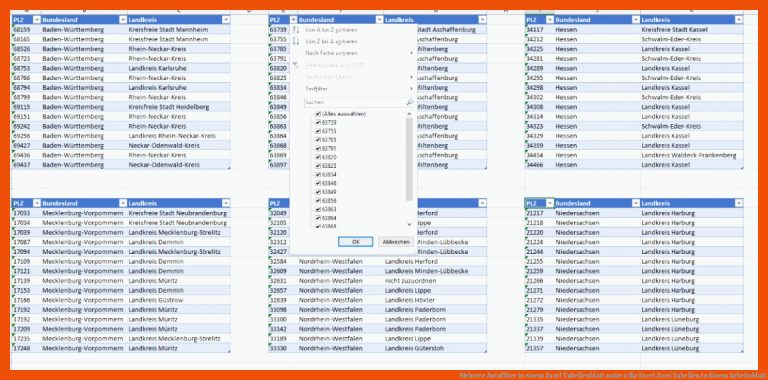 Mehrere Autofilter in einem Excel Tabellenblatt nutzen für excel zwei tabellen in einem arbeitsblatt