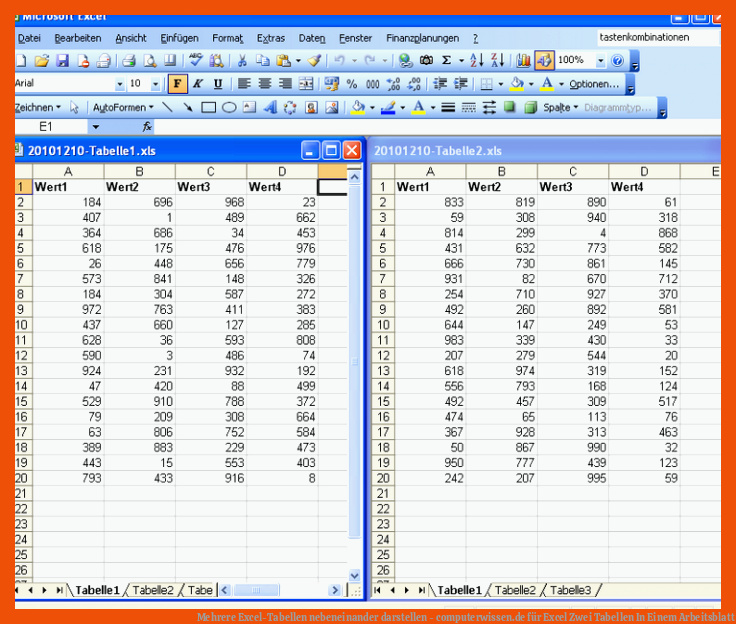 Mehrere Excel-Tabellen nebeneinander darstellen - computerwissen.de für excel zwei tabellen in einem arbeitsblatt