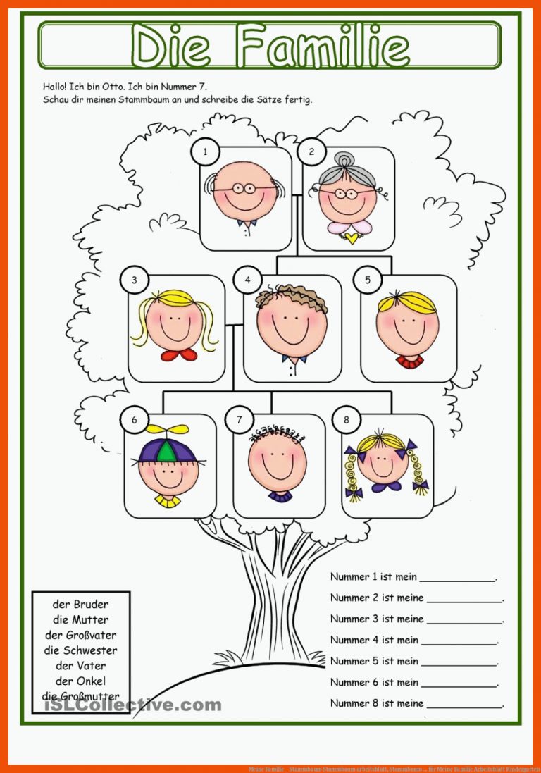 Meine Familie _ Stammbaum | Stammbaum arbeitsblatt, Stammbaum ... für meine familie arbeitsblatt kindergarten