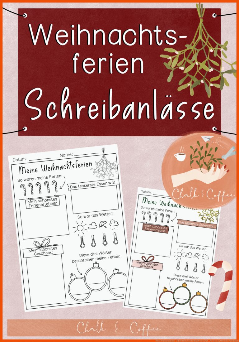 Meine Weihnachtsferien - Arbeitsblatt mit SchreibanlÃ¤ssen (PDF ... für essen im mittelalter arbeitsblatt