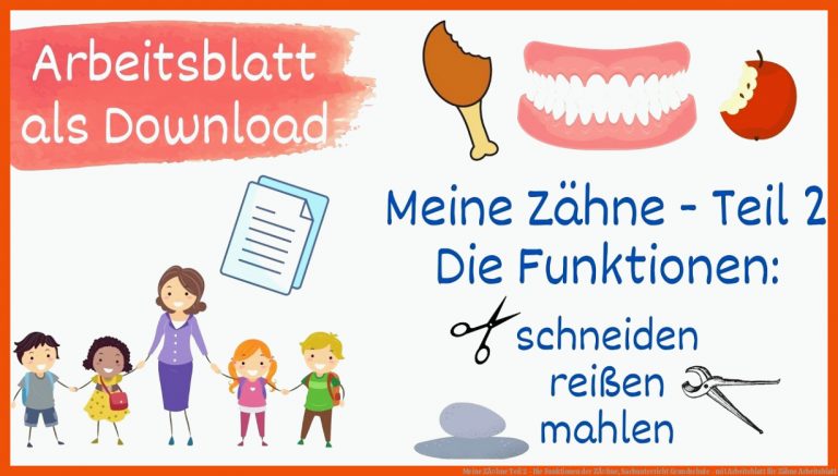 Meine ZÃ¤hne Teil 2 - Die Funktionen der ZÃ¤hne, Sachunterricht Grundschule - mit Arbeitsblatt für zähne arbeitsblatt