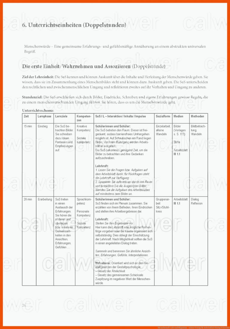 MenschenwÃ¼rde Und Migration - Calwer Verlag Fuer Arbeitsblatt Dialog Schreiben