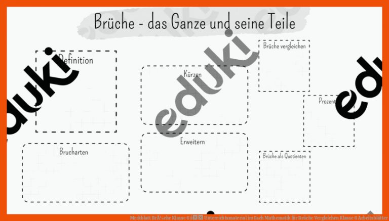 Merkblatt BrÃ¼che Klasse 6 â Unterrichtsmaterial im Fach Mathematik für brüche vergleichen klasse 6 arbeitsblätter