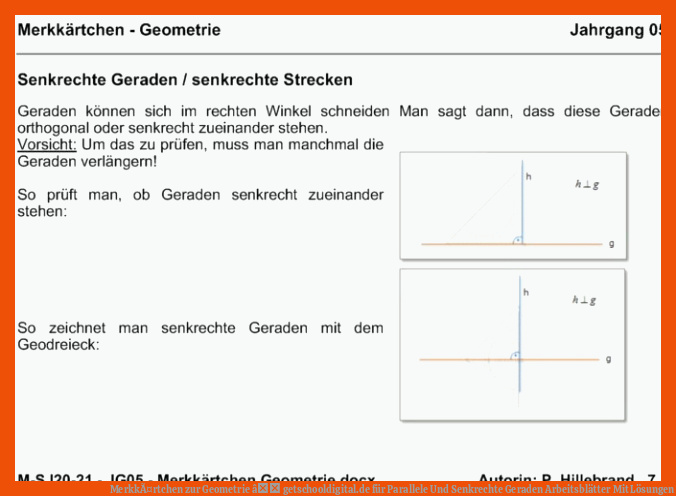 MerkkÃ¤rtchen zur Geometrie â getschooldigital.de für parallele und senkrechte geraden arbeitsblätter mit lösungen
