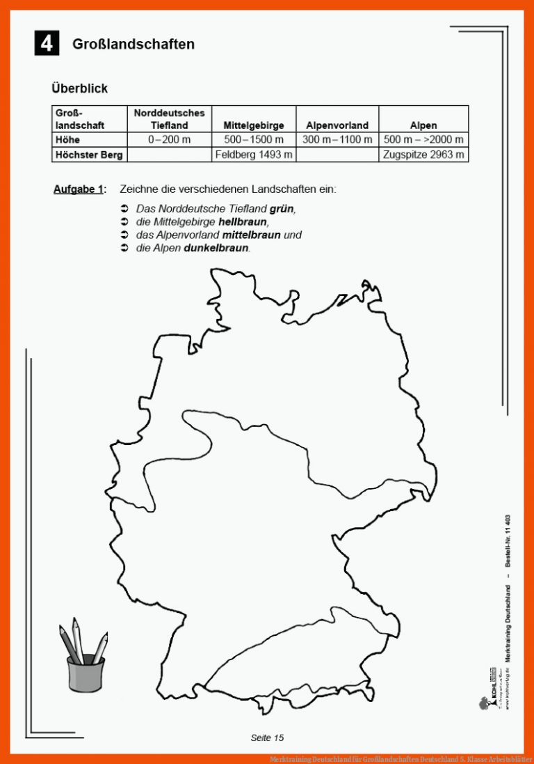 Merktraining Deutschland Fuer Großlandschaften Deutschland 5. Klasse Arbeitsblätter