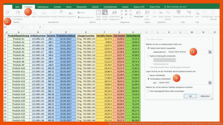 Microsoft Excel: Pivot Table Und Pivot Charts Erstellen Und Bearbeiten Fuer Pivot Tabelle Mehrere Arbeitsblätter