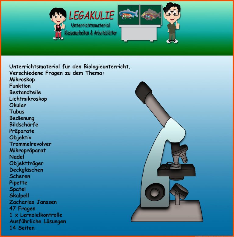 Mikroskop Biologie ArbeitsblÃ¤tter Schulaufgabe PDF für mikroskop aufbau und funktion arbeitsblatt