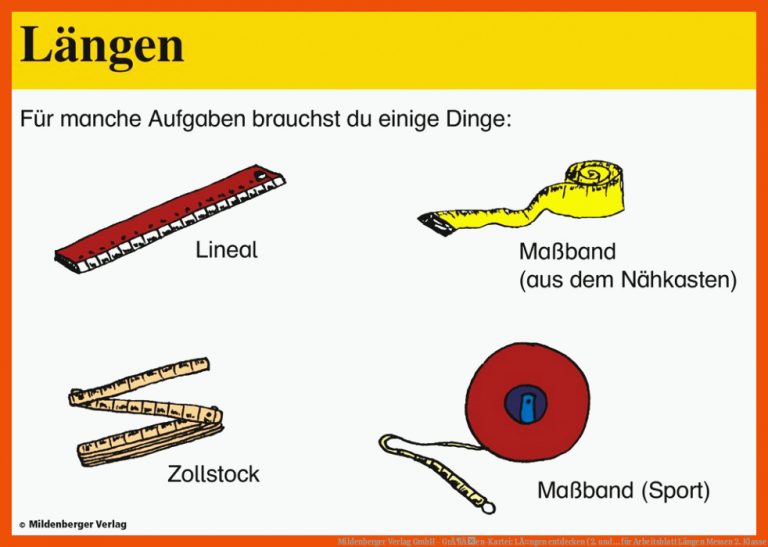 Mildenberger Verlag GmbH - GrÃ¶Ãen-Kartei: LÃ¤ngen entdecken (2. und ... für arbeitsblatt längen messen 2. klasse