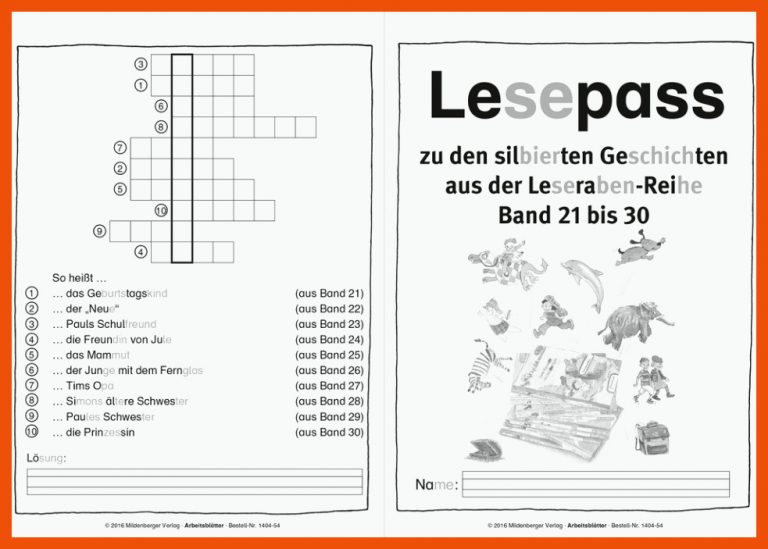 Mildenberger Verlag GmbH - Leserabe: Kopiervorlagen zu Band 21 bis 30 für mildenberger arbeitsblätter kostenlos