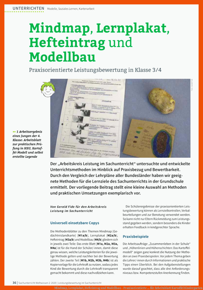 Mindmap, Lernplakat, Hefteintrag und Modellbau - Praxisorientierte ... für arbeitsblatt kartoffel kindergarten