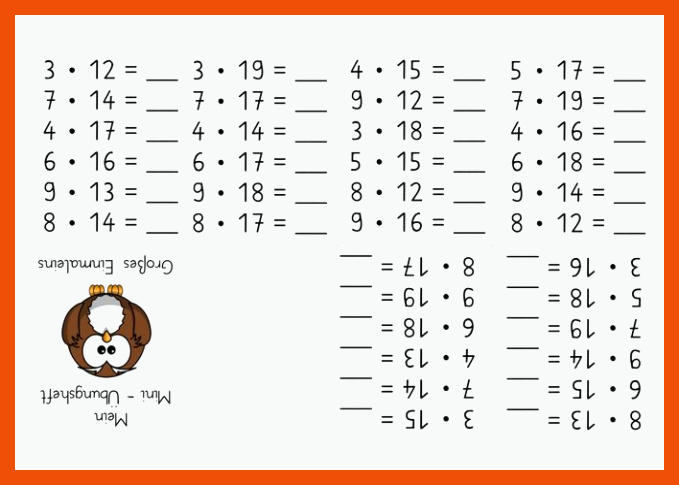 Mini-Ãbungsheft groÃes Einmaleins mit LÃ¶sungen (1) für großes einmaleins arbeitsblätter