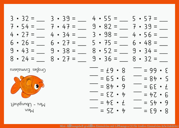 Mini-Ãbungsheft groÃes Einmaleins mit LÃ¶sungen (2) für großes einmaleins arbeitsblätter