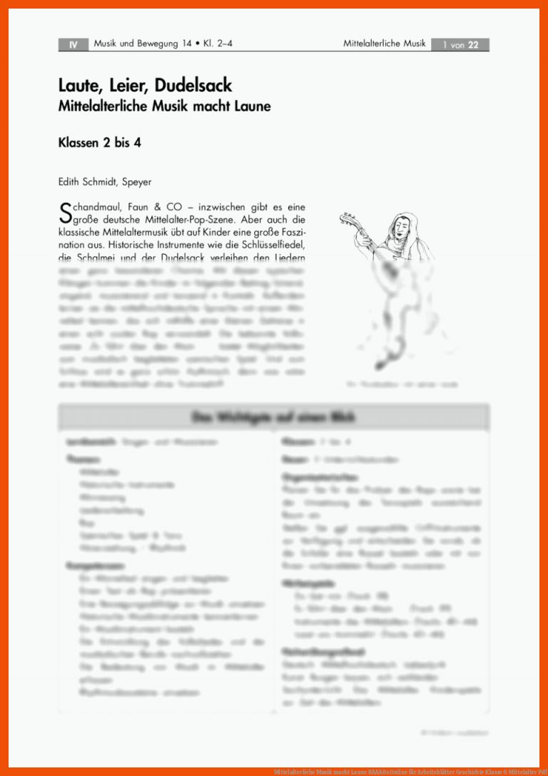 Mittelalterliche Musik macht Laune | RAAbits Online für arbeitsblätter geschichte klasse 6 mittelalter pdf