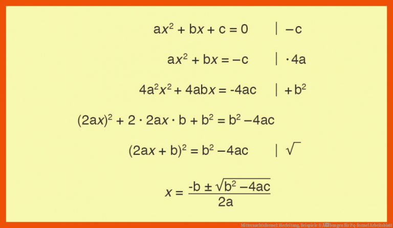 Mitternachtsformel: Herleitung, Beispiele & Ãbungen für pq-formel arbeitsblatt