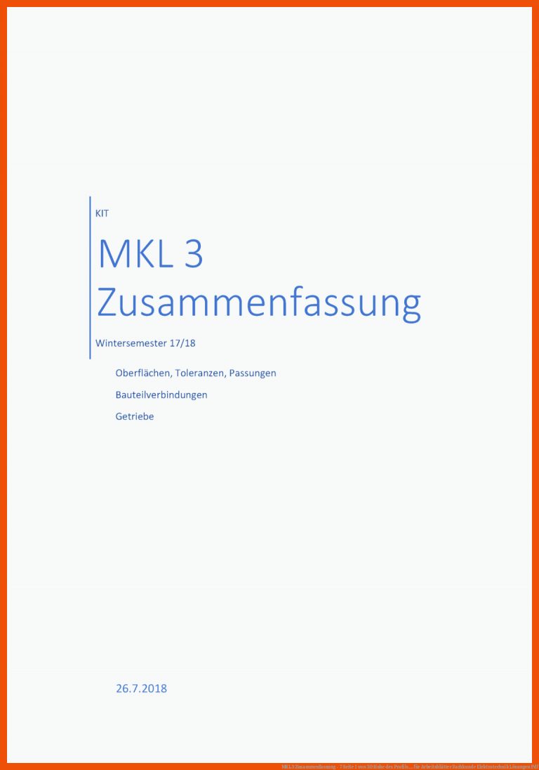 MKL3 Zusammenfassung - 7 Seite 1 von 30 Hohe des Profils ... für arbeitsblätter fachkunde elektrotechnik lösungen pdf