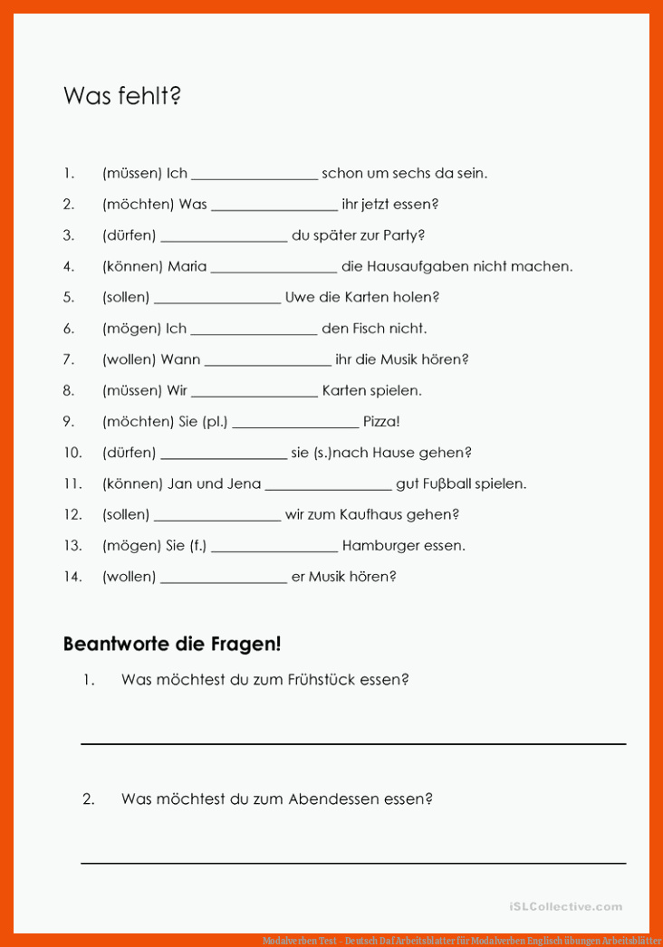 Modalverben Test - Deutsch Daf Arbeitsblatter für modalverben englisch übungen arbeitsblätter