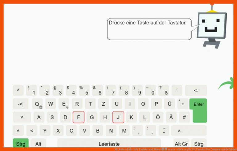 Mr. Robo ErklÃ¤rt Die Tastatur Und Maus â Unsere-schule.org Fuer Die Tastatur Des Computers Arbeitsblatt