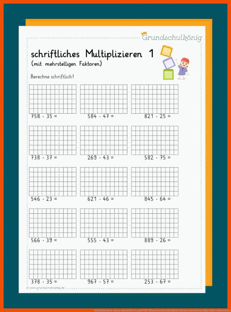 Multiplikation 4. klasse arbeitsblÃ¤tter pdf PDF | PDFprof.com für schriftliche division durch dreistellige zahlen arbeitsblatt