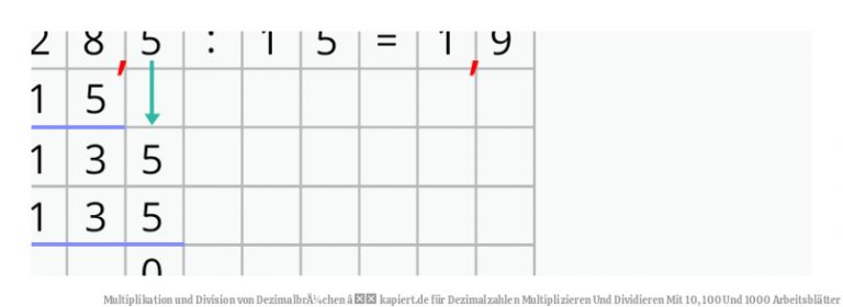 Multiplikation und Division von DezimalbrÃ¼chen â kapiert.de für Dezimalzahlen Multiplizieren Und Dividieren Mit 10, 100 Und 1000 Arbeitsblätter