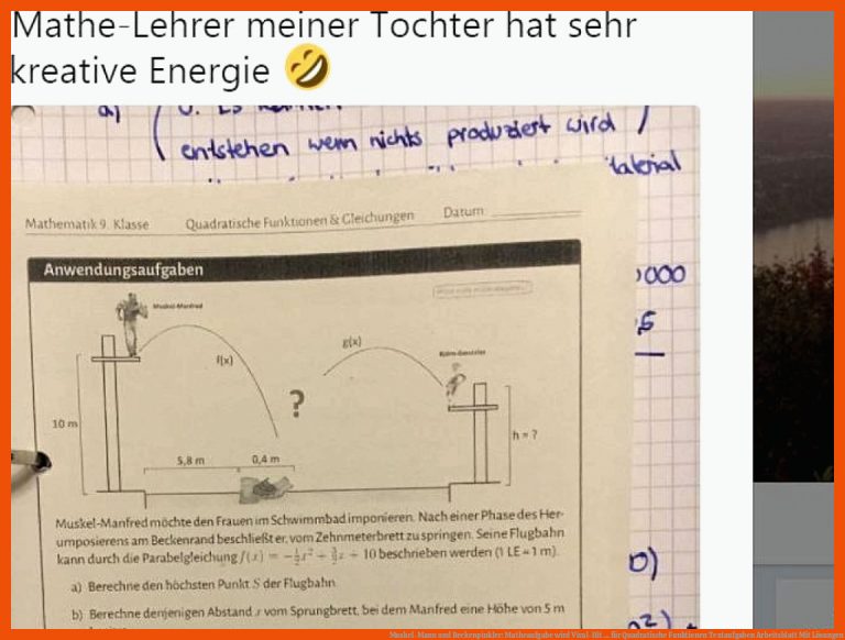 Muskel-Mann und Beckenpinkler: Matheaufgabe wird Viral-Hit ... für quadratische funktionen textaufgaben arbeitsblatt mit lösungen