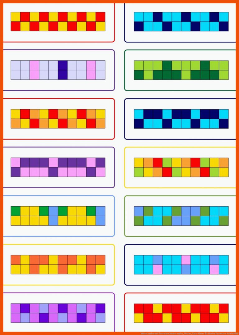 Muster malen und fortsetzen | Muster malen, Muster, Erste klasse für muster fortsetzen arbeitsblatt