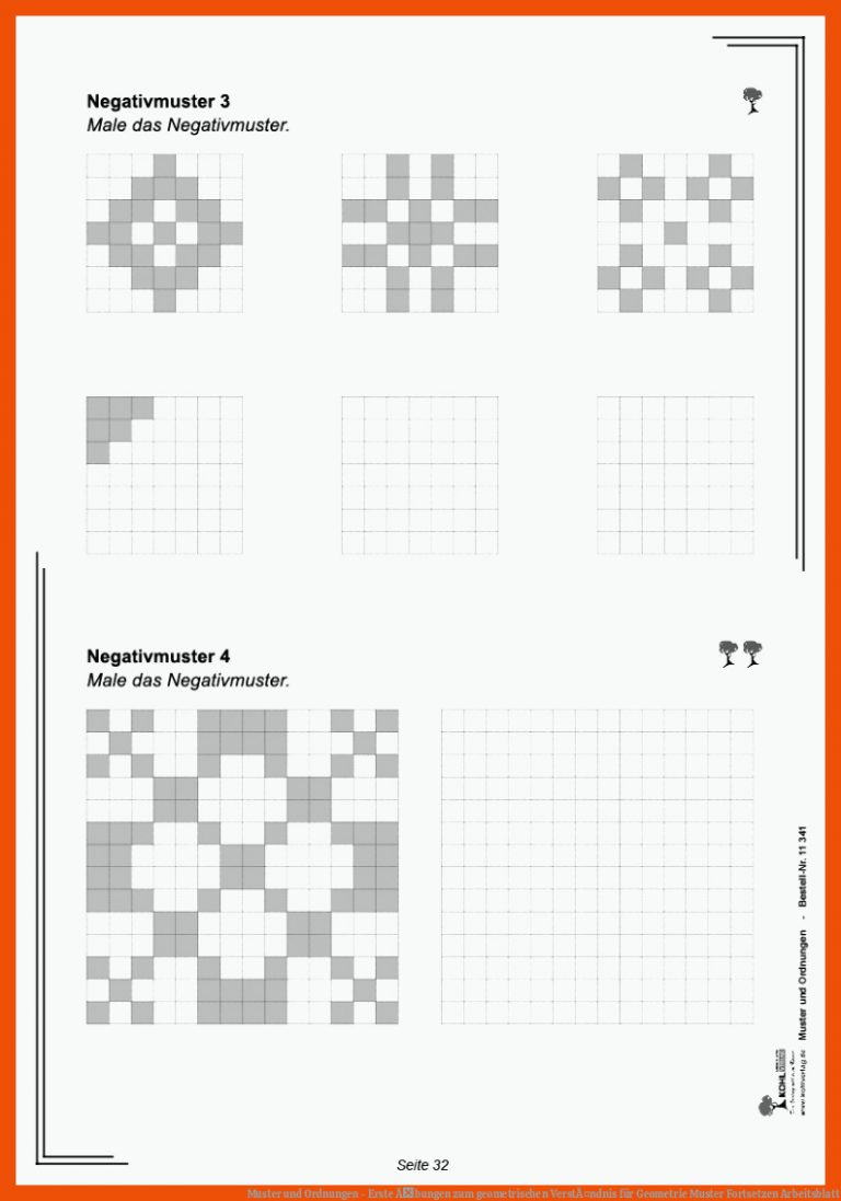 Muster und Ordnungen - Erste Ãbungen zum geometrischen VerstÃ¤ndnis für geometrie muster fortsetzen arbeitsblatt