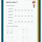 Nachbarzahlen Im Zahlenraum 1000 Fuer Nachbarzahlen Bis 1000 Arbeitsblätter Mit Lösungen