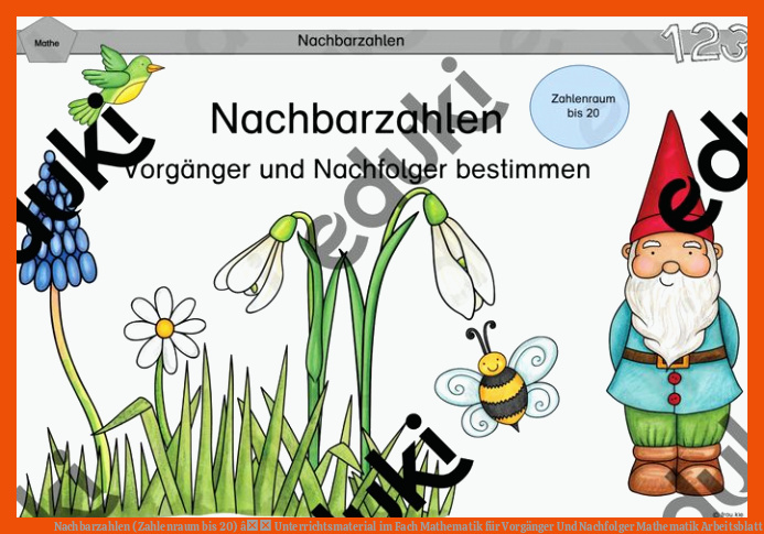 Nachbarzahlen (Zahlenraum bis 20) â Unterrichtsmaterial im Fach Mathematik für vorgänger und nachfolger mathematik arbeitsblatt