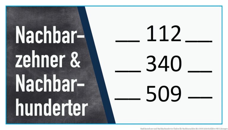 Nachbarzehner und Nachbarhunderter finden für Nachbarzahlen Bis 1000 Arbeitsblätter Mit Lösungen