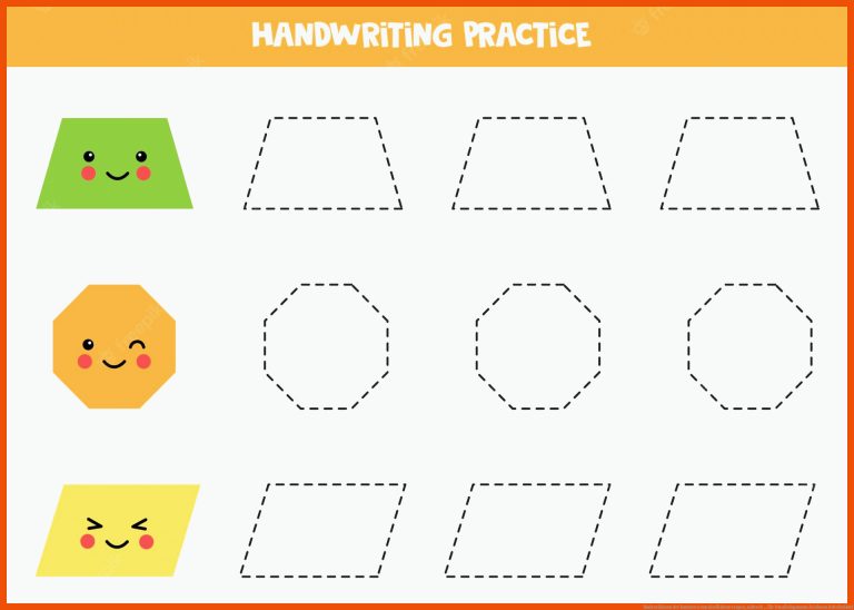 Nachzeichnen Der Konturen Von Niedlichem Trapez, Achteck ... Fuer Parallelogramm Zeichnen Arbeitsblatt