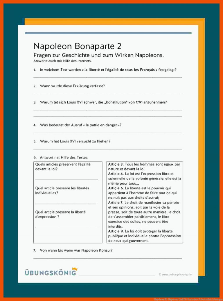 Napoleon für napoleon und die deutschen arbeitsblatt lösungen