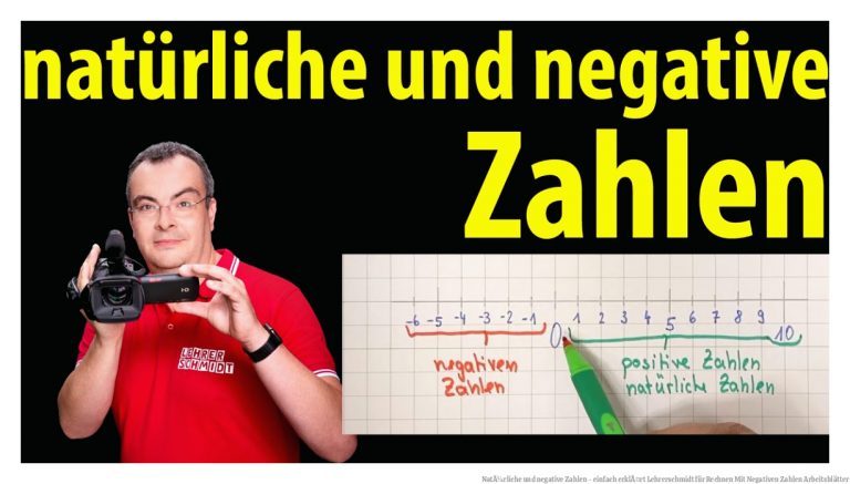 NatÃ¼rliche und negative Zahlen - einfach erklÃ¤rt | Lehrerschmidt für Rechnen Mit Negativen Zahlen Arbeitsblätter