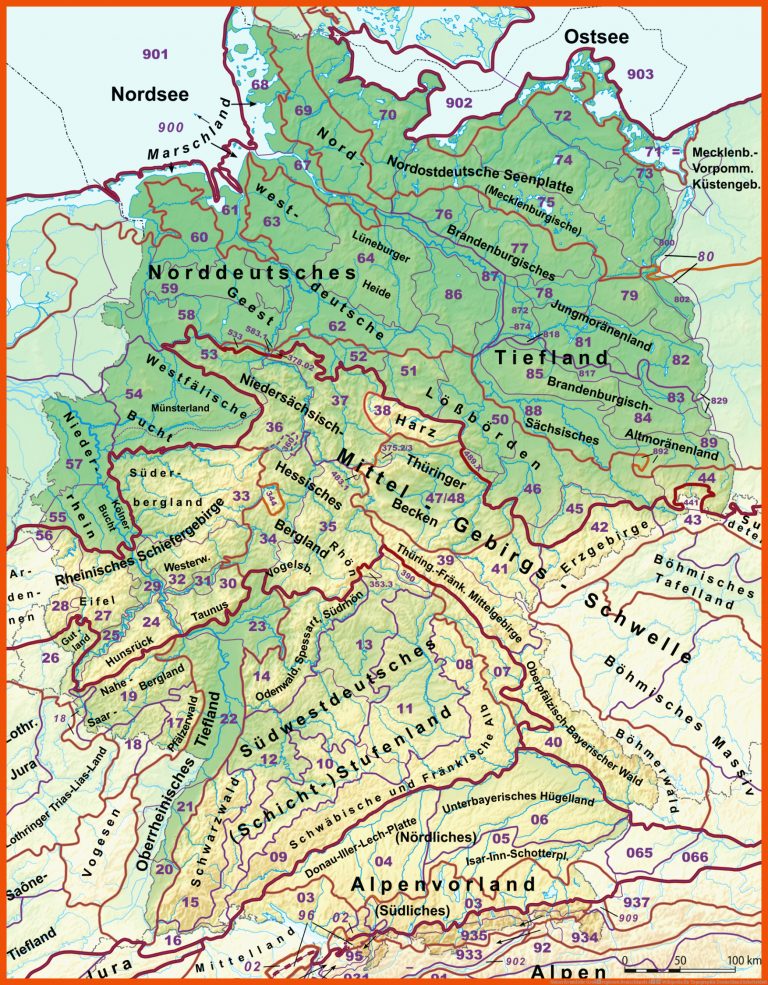 NaturrÃ¤umliche GroÃregionen Deutschlands â Wikipedia für topographie deutschland arbeitsblatt