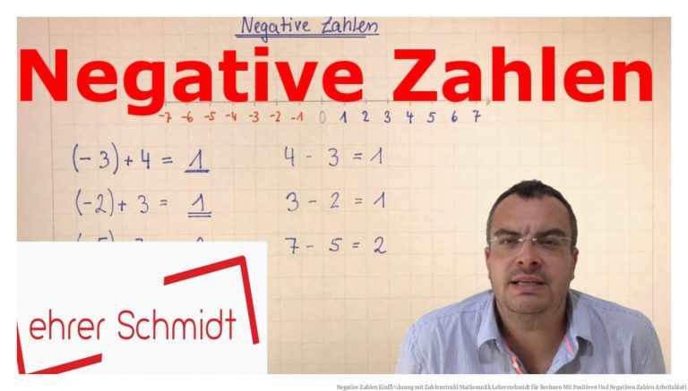 Negative Zahlen | EinfÃ¼hrung mit Zahlenstrahl | Mathematik | Lehrerschmidt für Rechnen Mit Positiven Und Negativen Zahlen Arbeitsblatt