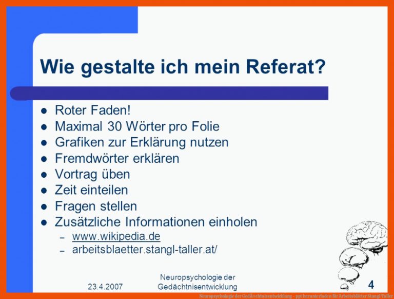 Neuropsychologie der GedÃ¤chtnisentwicklung - ppt herunterladen für arbeitsblätter stangl taller