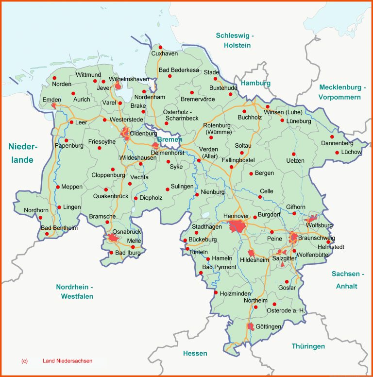 Niedersachsen-karten Portal Niedersachsen Fuer topographie Deutschland Arbeitsblatt