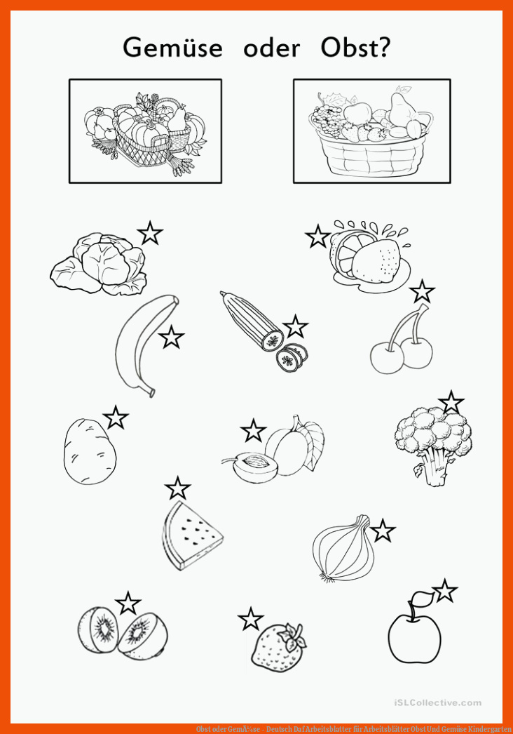 Obst oder GemÃ¼se - Deutsch Daf Arbeitsblatter für arbeitsblätter obst und gemüse kindergarten