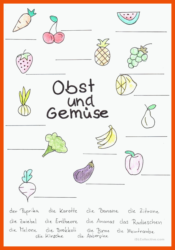 Obst und GemÃ¼se - Deutsch Daf Arbeitsblatter für arbeitsblatt obst und gemüse
