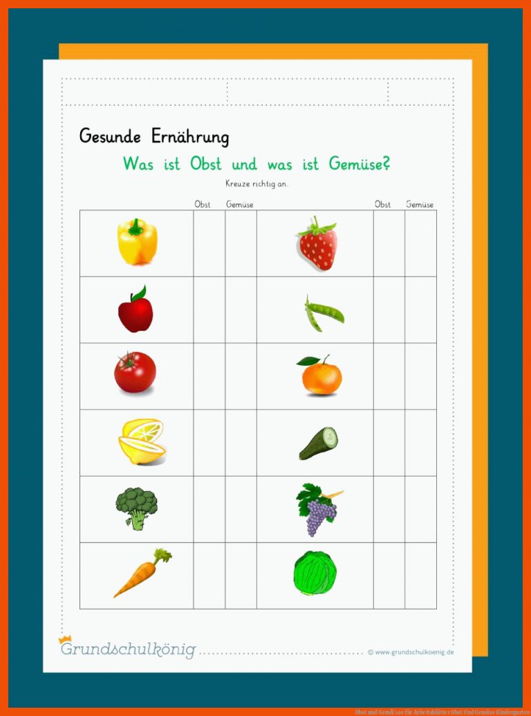 Obst und GemÃ¼se für arbeitsblätter obst und gemüse kindergarten