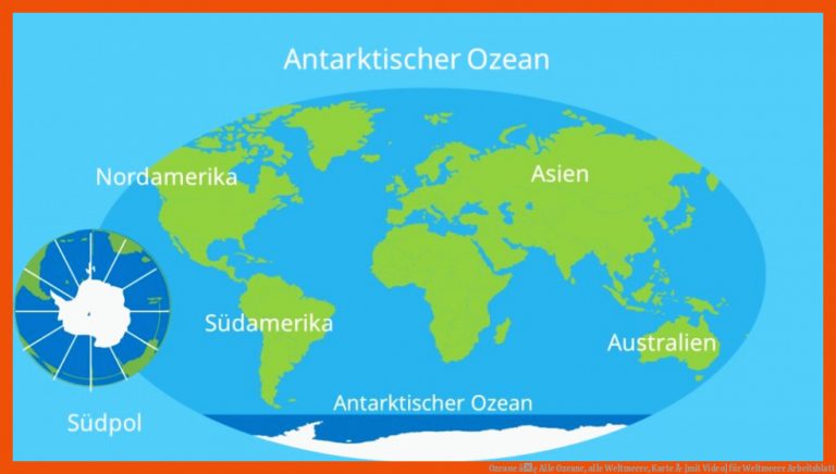 Ozeane â¢ Alle Ozeane, alle Weltmeere, Karte Â· [mit Video] für weltmeere arbeitsblatt