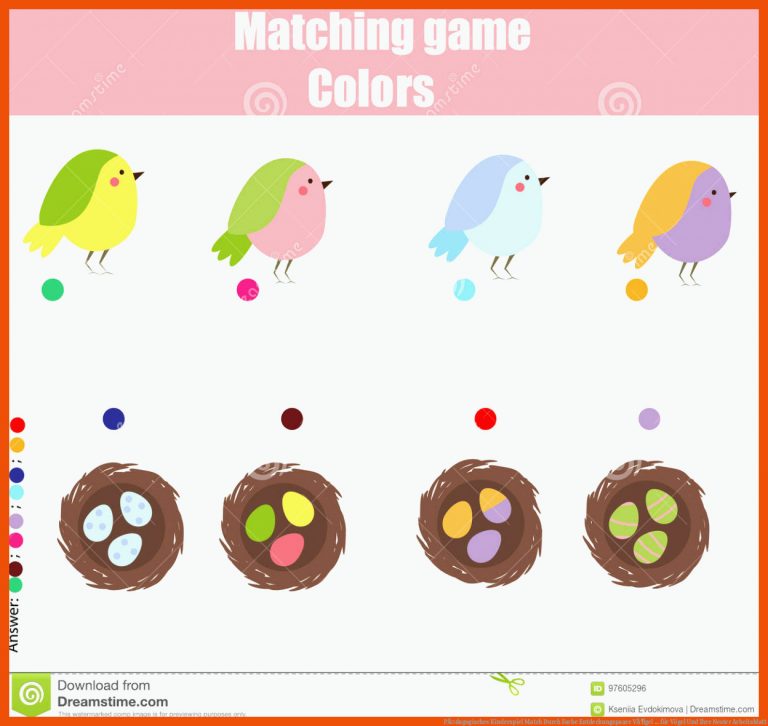 PÃ¤dagogisches Kinderspiel Match Durch Farbe Entdeckungspaare VÃ¶gel ... für vögel und ihre nester arbeitsblatt