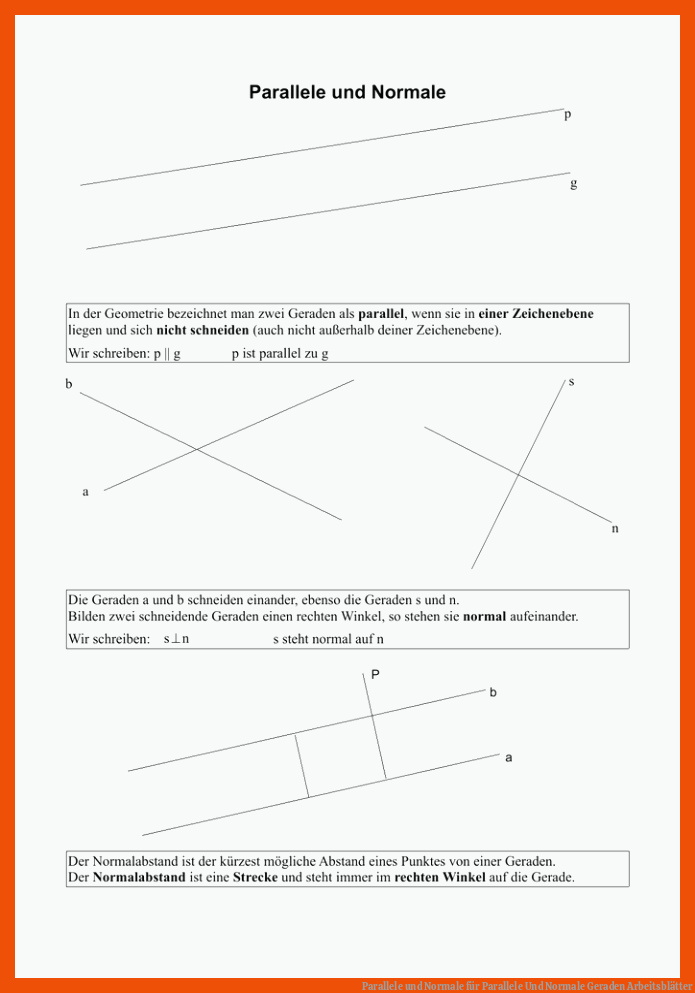 Parallele und Normale für parallele und normale geraden arbeitsblätter