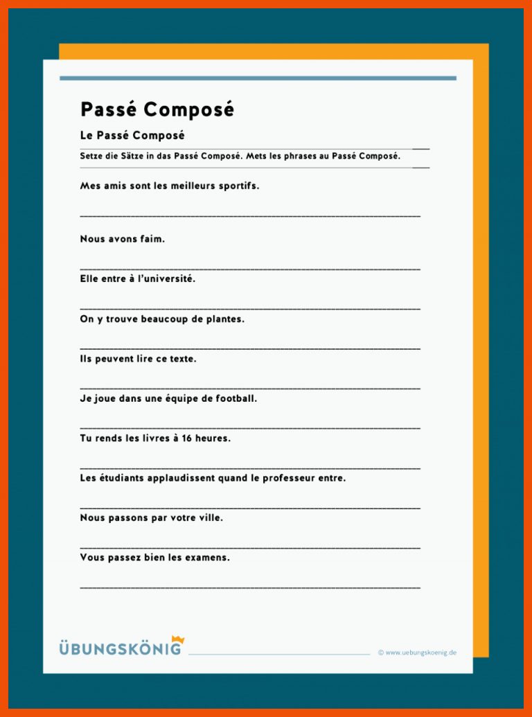 PassÃ© composÃ© für passe compose arbeitsblätter