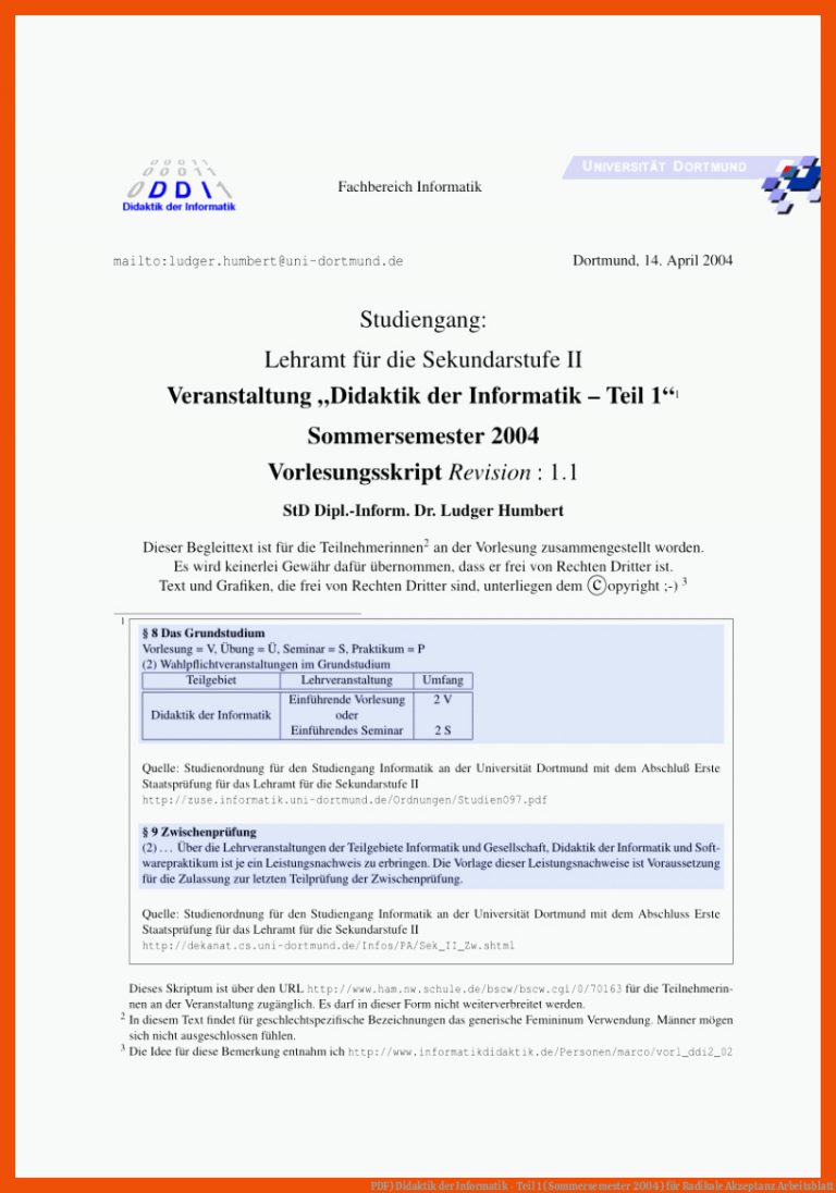PDF) Didaktik der Informatik - Teil 1 (Sommersemester 2004) für radikale akzeptanz arbeitsblatt