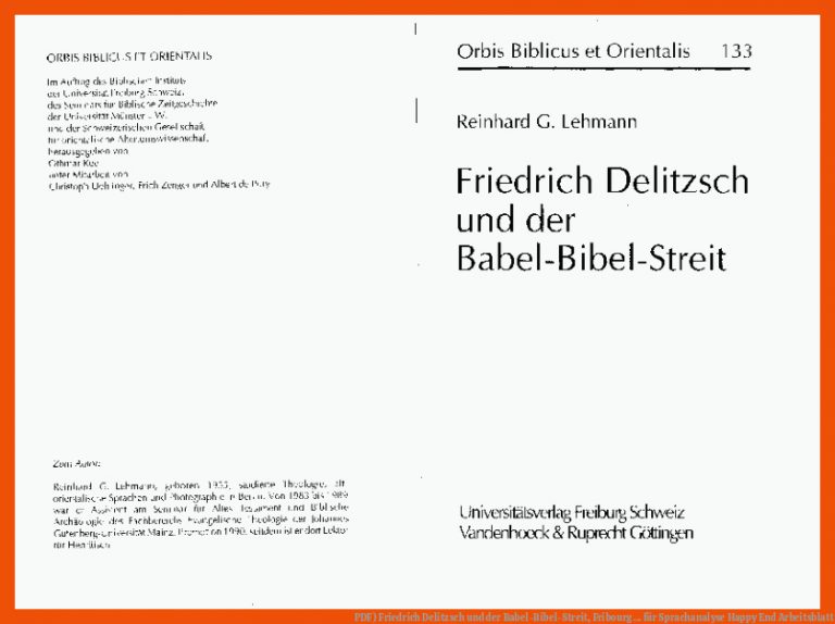 PDF) Friedrich Delitzsch und der Babel-Bibel-Streit, Fribourg ... für sprachanalyse happy end arbeitsblatt