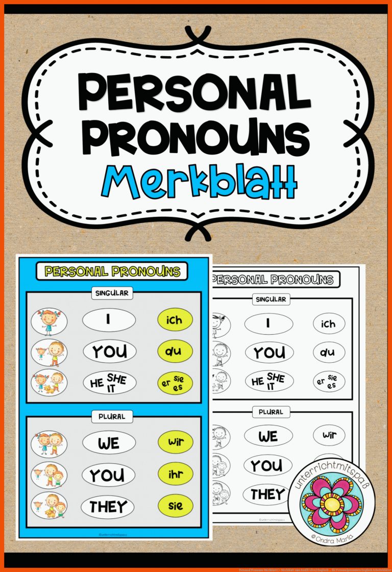 Personal Pronouns Merkblatt (+ Merkblatt zum AusfÃ¼llen) | Englisch ... für personalpronomen englisch arbeitsblätter