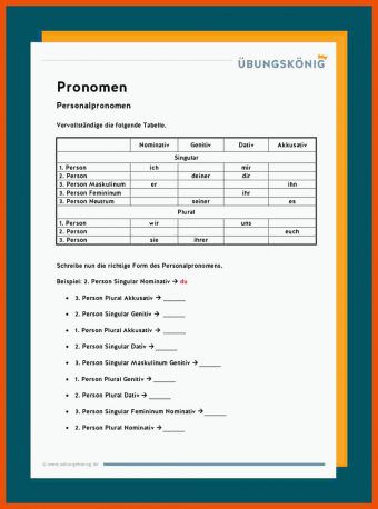 16 Personalpronomen Deutsch Arbeitsblätter
