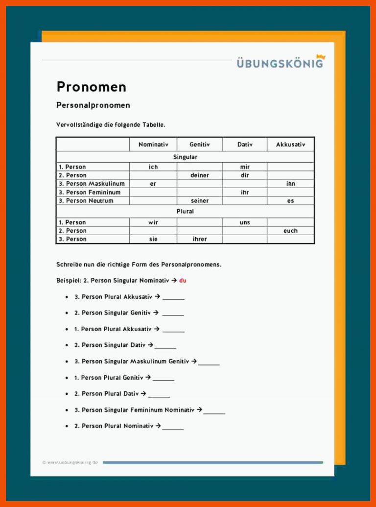 Personalpronomen für personalpronomen deutsch arbeitsblätter