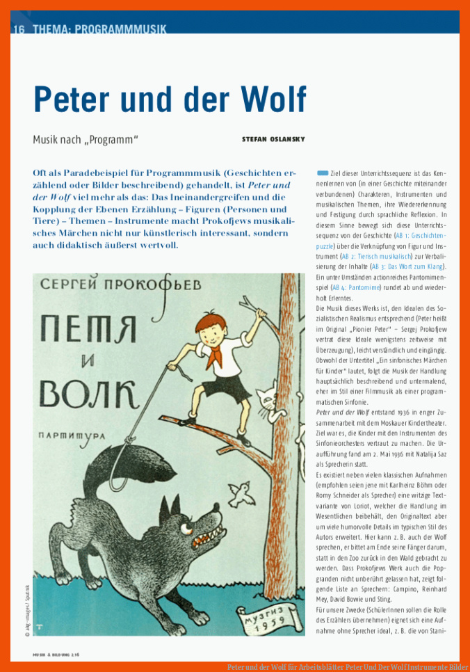 Peter und der Wolf für arbeitsblätter peter und der wolf instrumente bilder