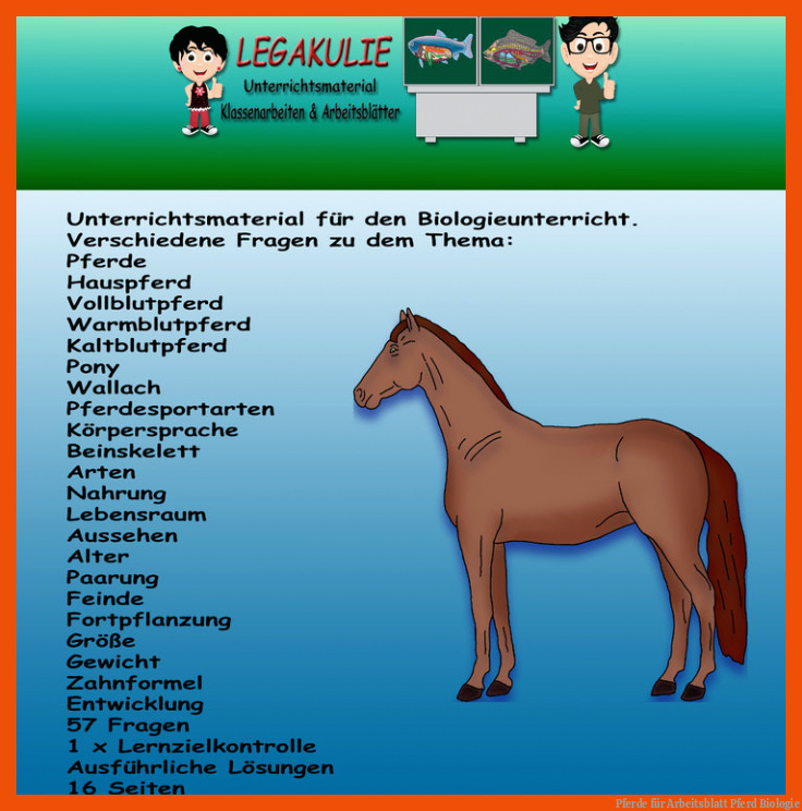 Pferde für arbeitsblatt pferd biologie